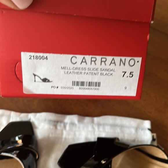 NIB Carrano Black Patent Leather Mell-Dress Slide Sandals US 7.5 - Picture 7 of 7